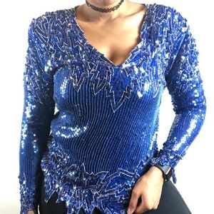Vintage • O.R Silk 100% Silk Sequin Blouse.